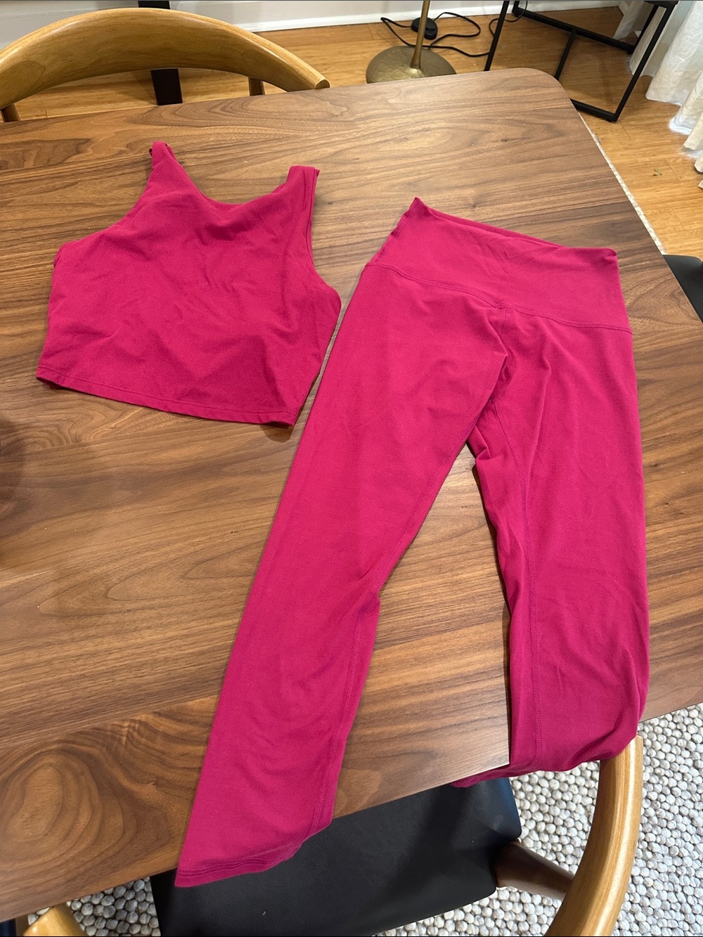 Women's High-Waist Active Leggings & Crop Tank Set - Fuchsia
